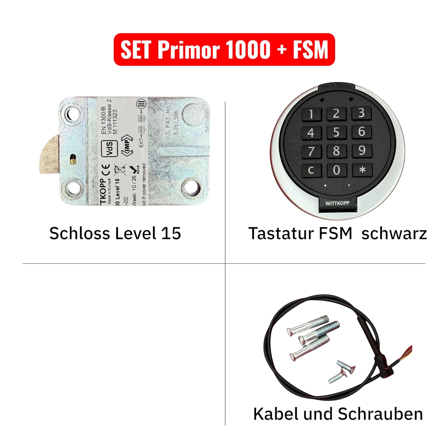 Primor 1000 Level 15 mit Eingabeeinheit Primor FSM Chrom matt und Batteriefach als Set kaufen