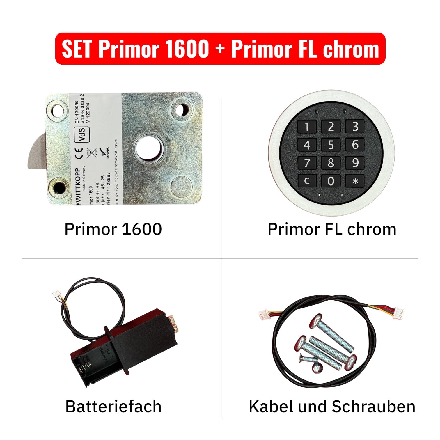 Komplettes Primor 1600 mit Primor FL matt verchromt Eingabeeinheit und Batteriefach
