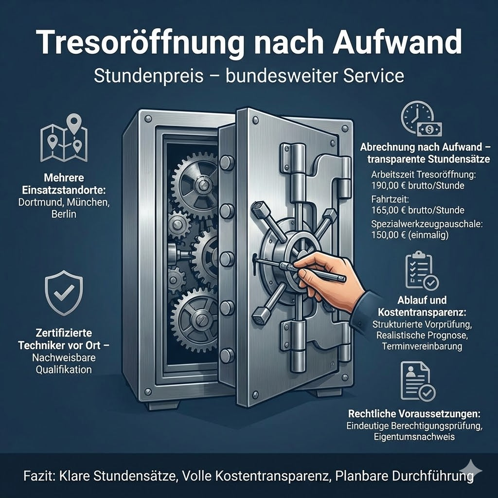 Tresoröffnung mit Abrechnung nach Aufwand