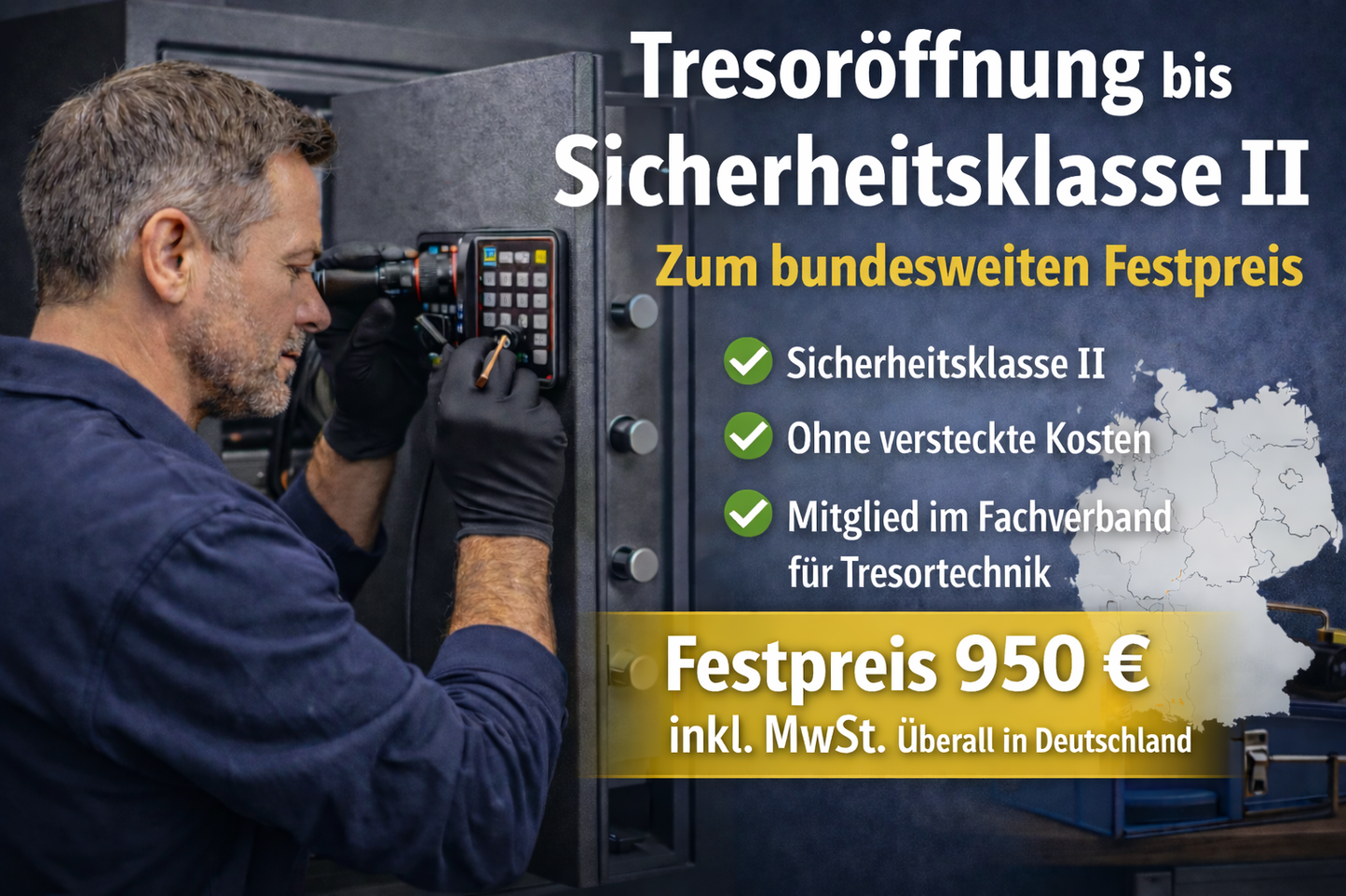 Tresoröffnung bis Sicherheitsklasse II zum bundesweiten Festpreis