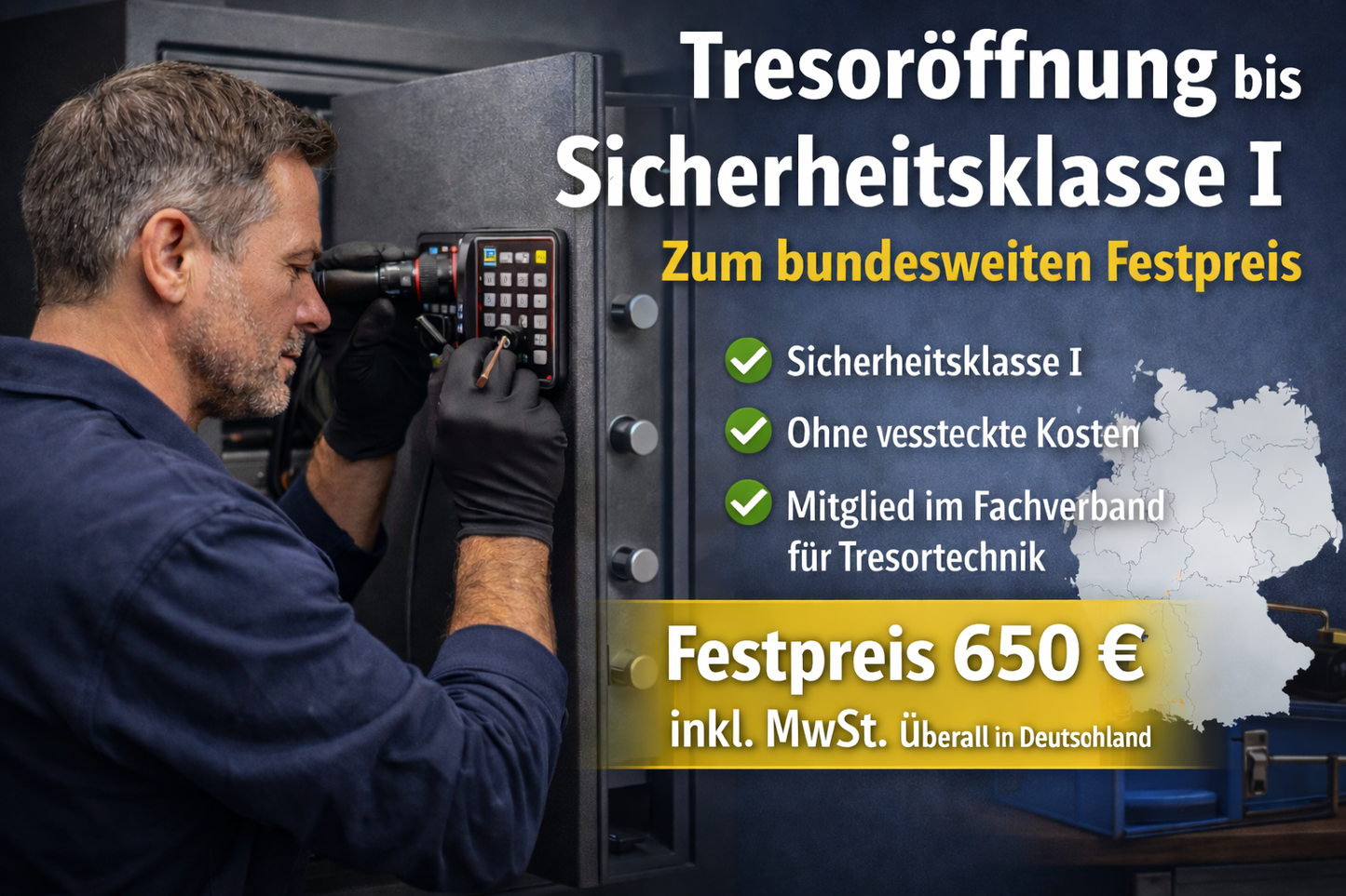 Tresoröffnung bis Sicherheitsklasse I zum bundesweiten Festpreis